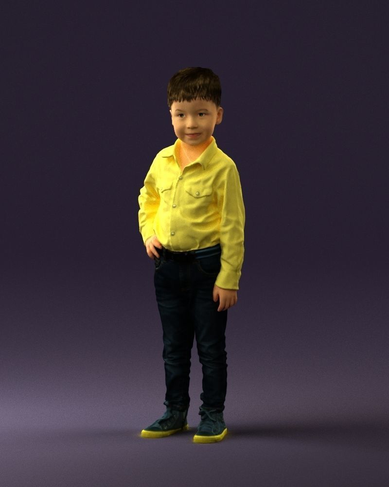 Boy in yellow tshirt 0664 3D model_30