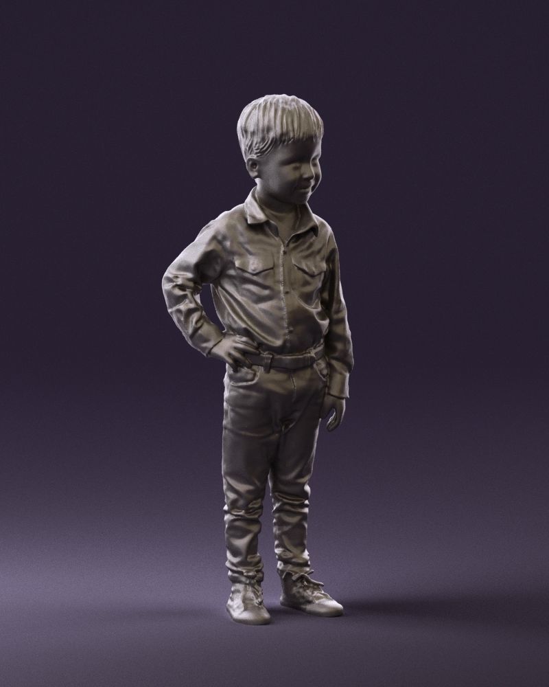 Boy in yellow tshirt 0664 3D model_7