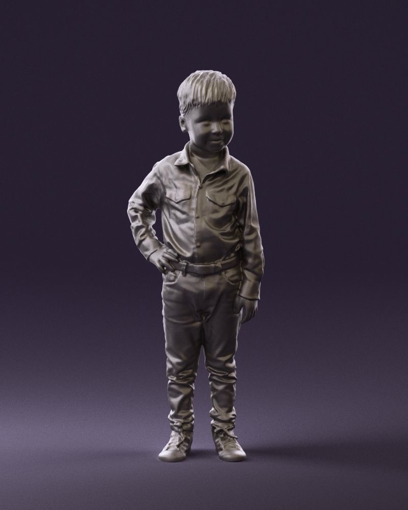 Boy in yellow tshirt 0664 3D model_1