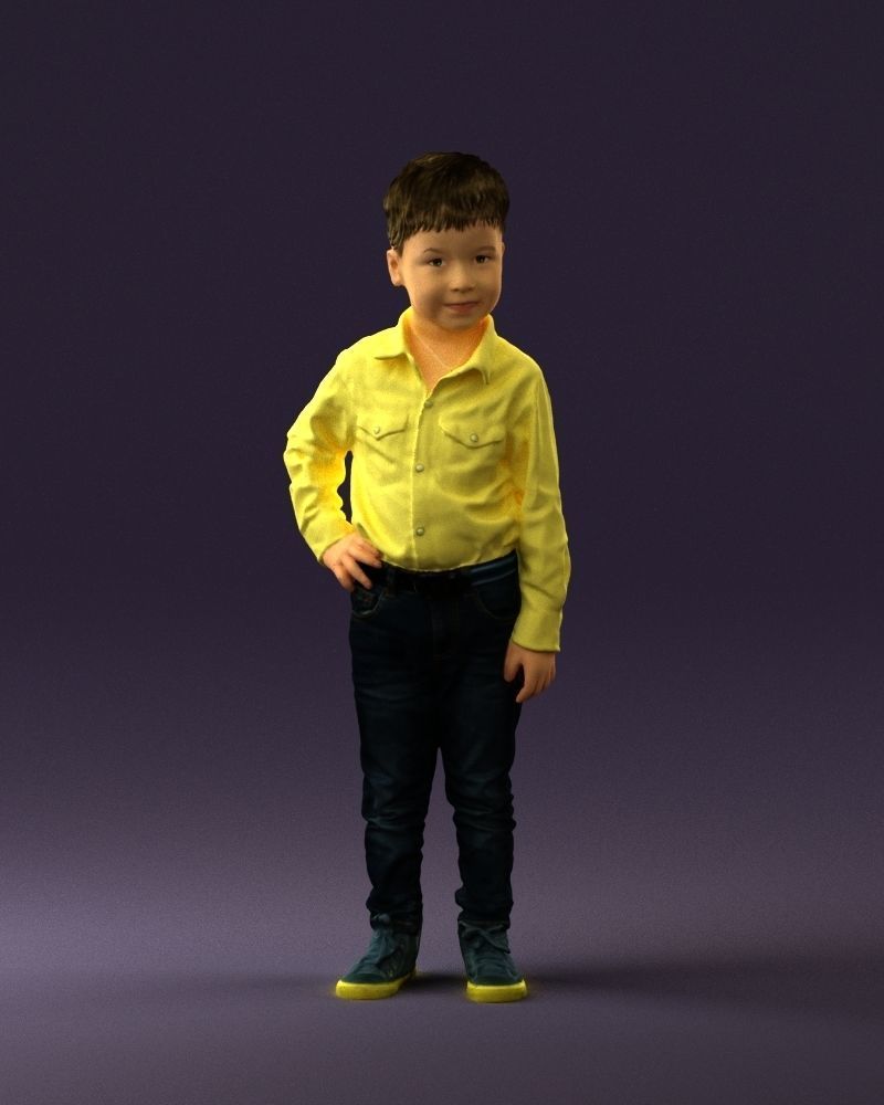 Boy in yellow tshirt 0664 3D model_33