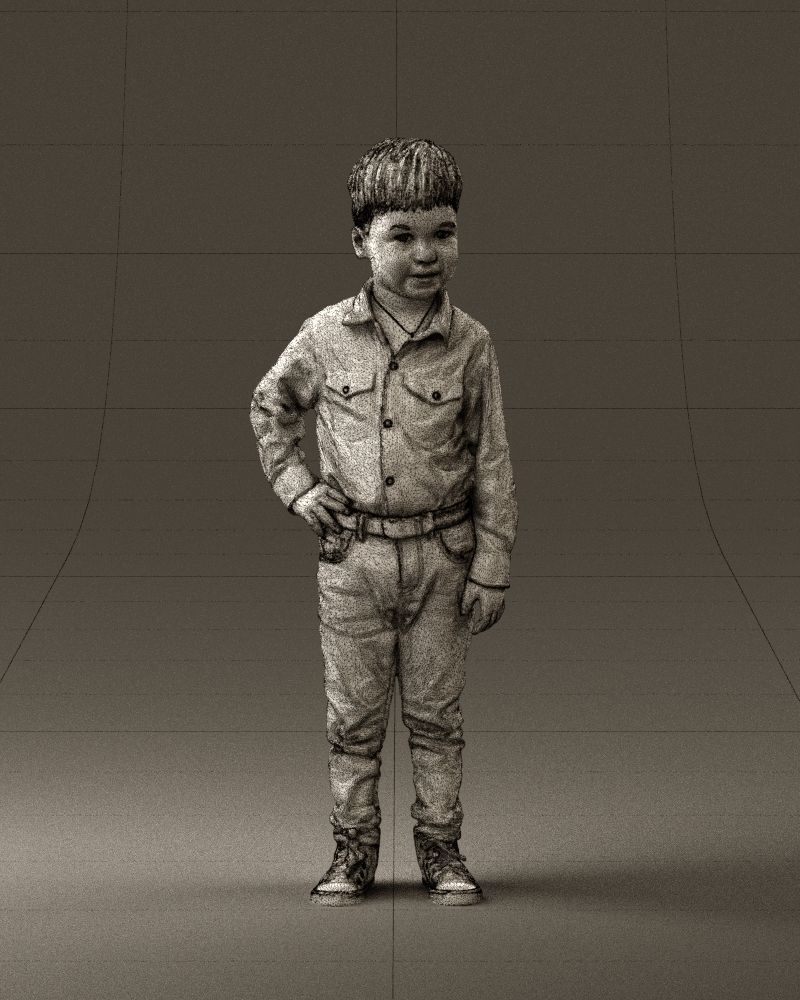 Boy in yellow tshirt 0664 3D model_2