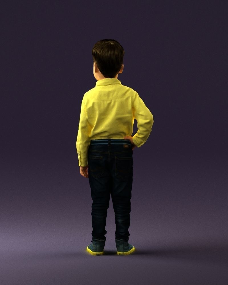 Boy in yellow tshirt 0664 3D model_18