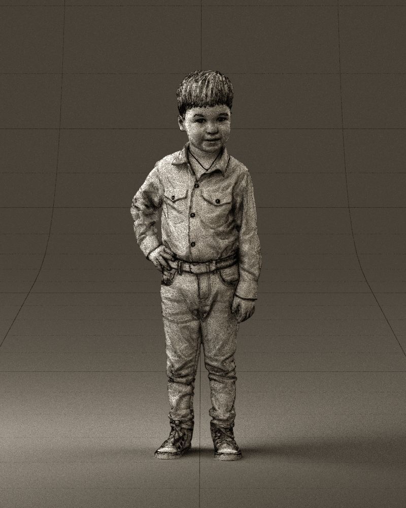 Boy in yellow tshirt 0664 3D model_35