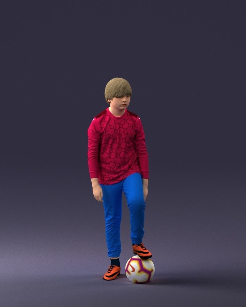 000236 Young Boy Football Player with Soccer Ball 1224 3dp 3D print model_3
