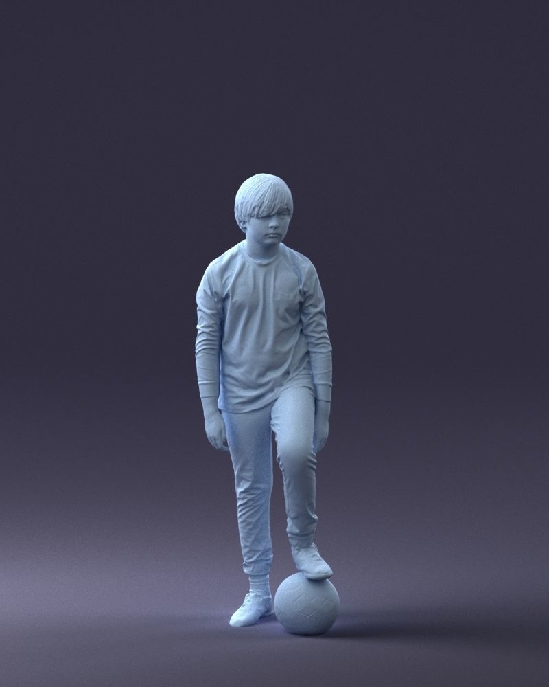 000236 Young Boy Football Player with Soccer Ball 1224 3dp 3D print model_1