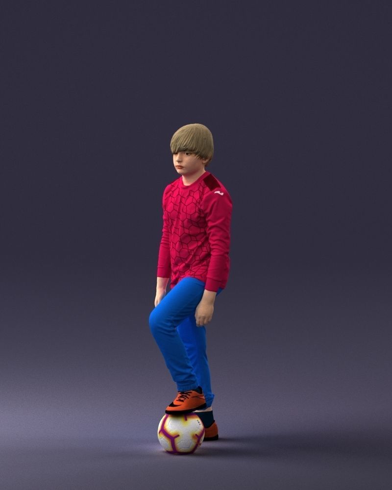 000236 Young Boy Football Player with Soccer Ball 1224 3dp 3D print model_27