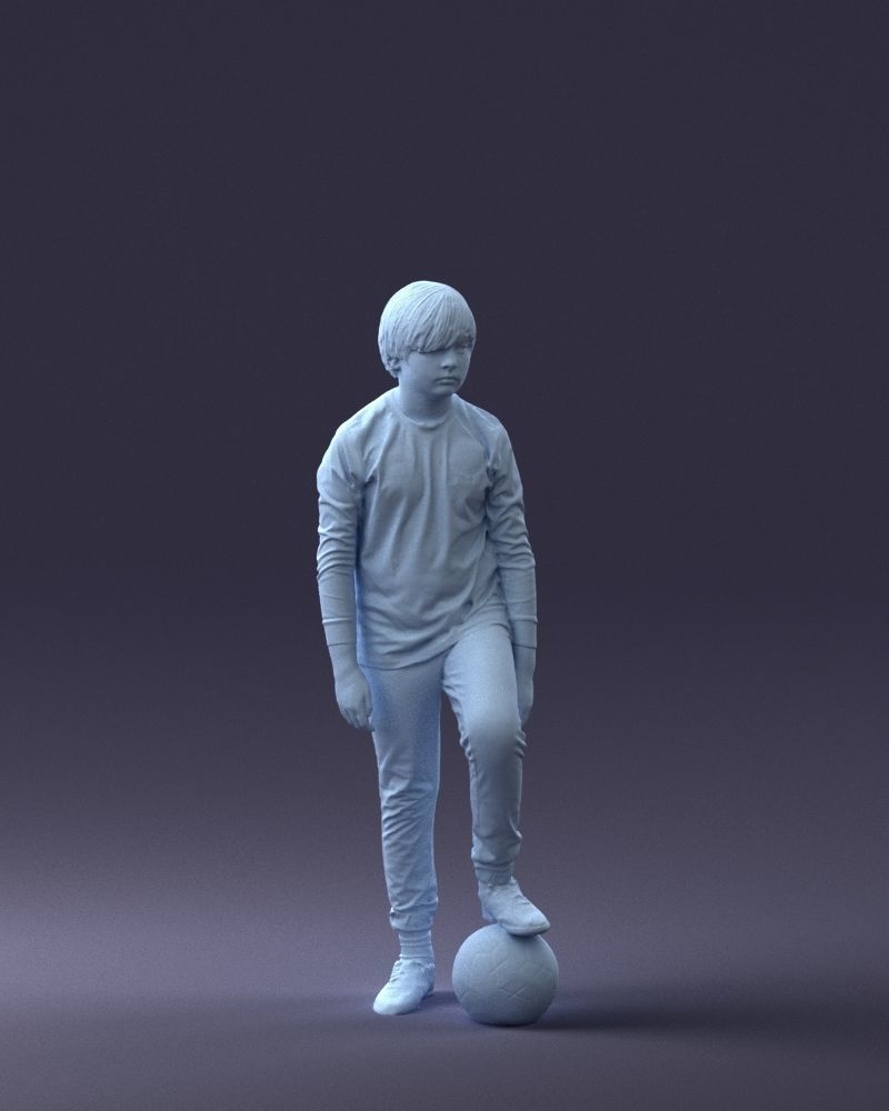 000236 Young Boy Football Player with Soccer Ball 1224 3dp 3D print model_4