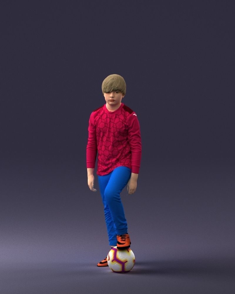 000236 Young Boy Football Player with Soccer Ball 1224 3dp 3D print model_30