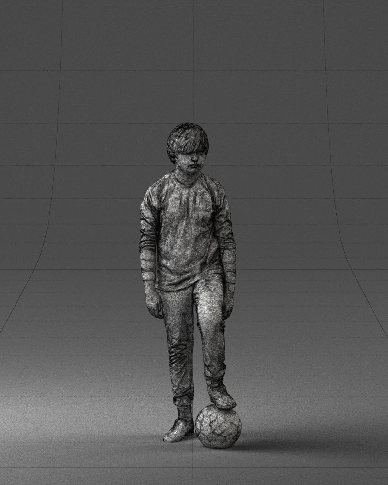 000236 Young Boy Football Player with Soccer Ball 1224 3dp 3D print model_2