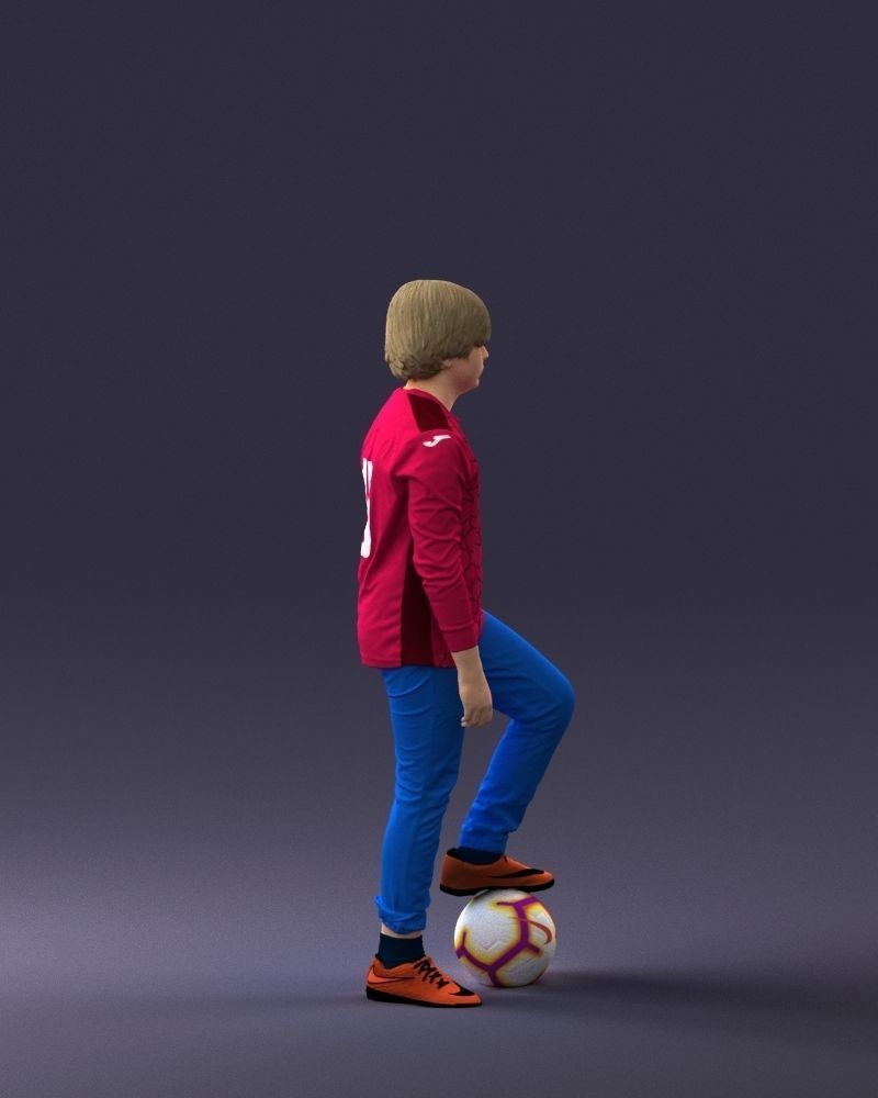 000236 Young Boy Football Player with Soccer Ball 1224 3dp 3D print model_12