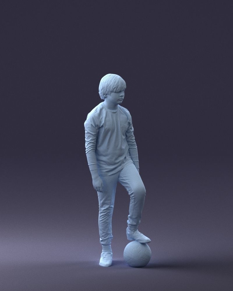 000236 Young Boy Football Player with Soccer Ball 1224 3dp 3D print model_7