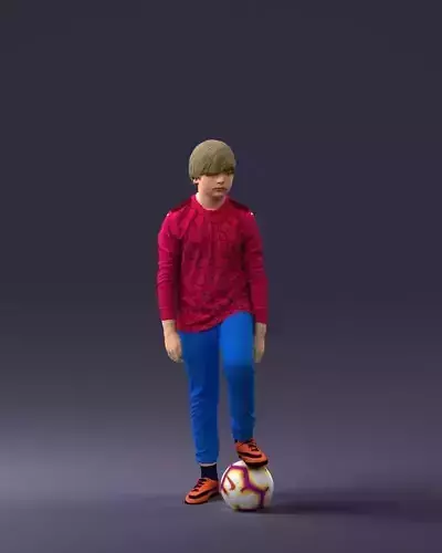 000236 Boy in Red Top and Blue Trousers Raised Leg Pose 1224