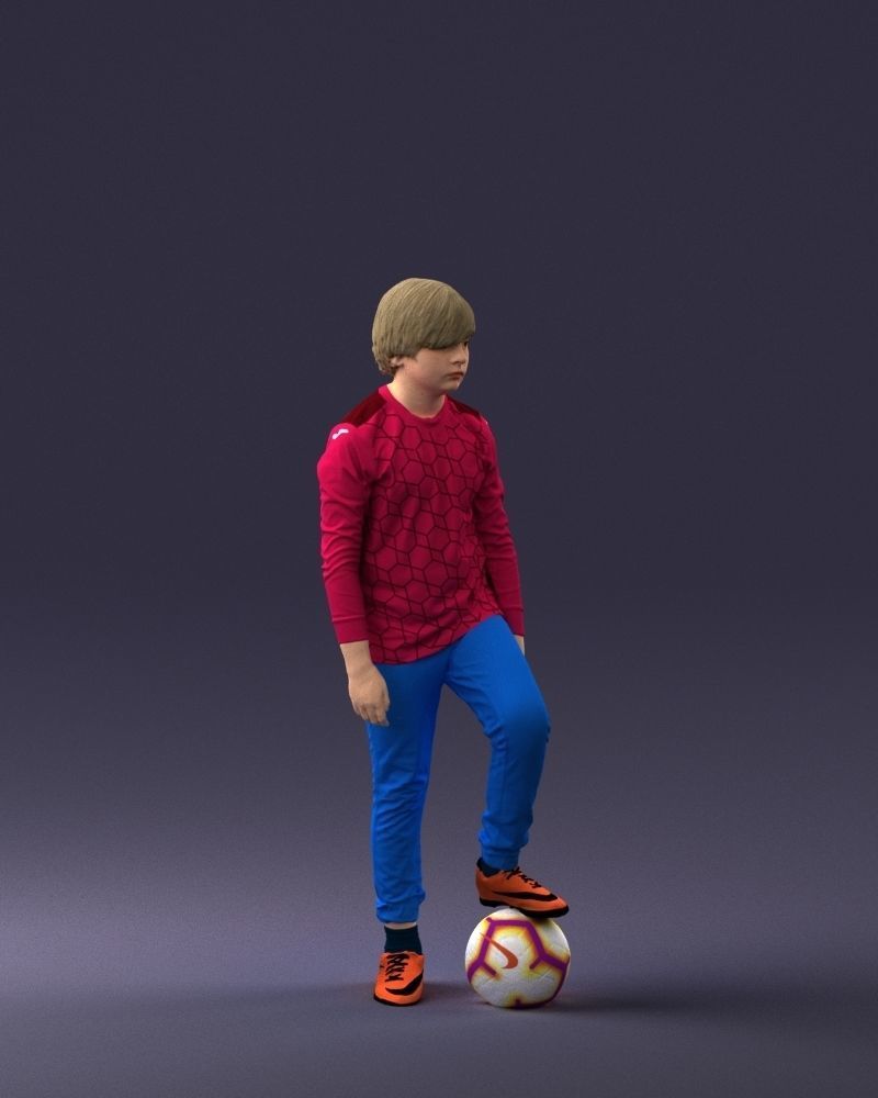 000236 Young Boy Football Player with Soccer Ball 1224 3dp 3D print model_6