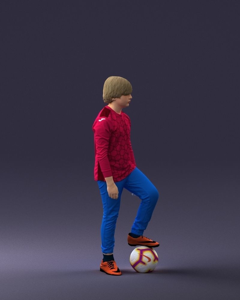 000236 Young Boy Football Player with Soccer Ball 1224 3dp 3D print model_9