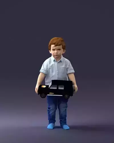 000194 Sad Little Boy Holding Toy Car 1016