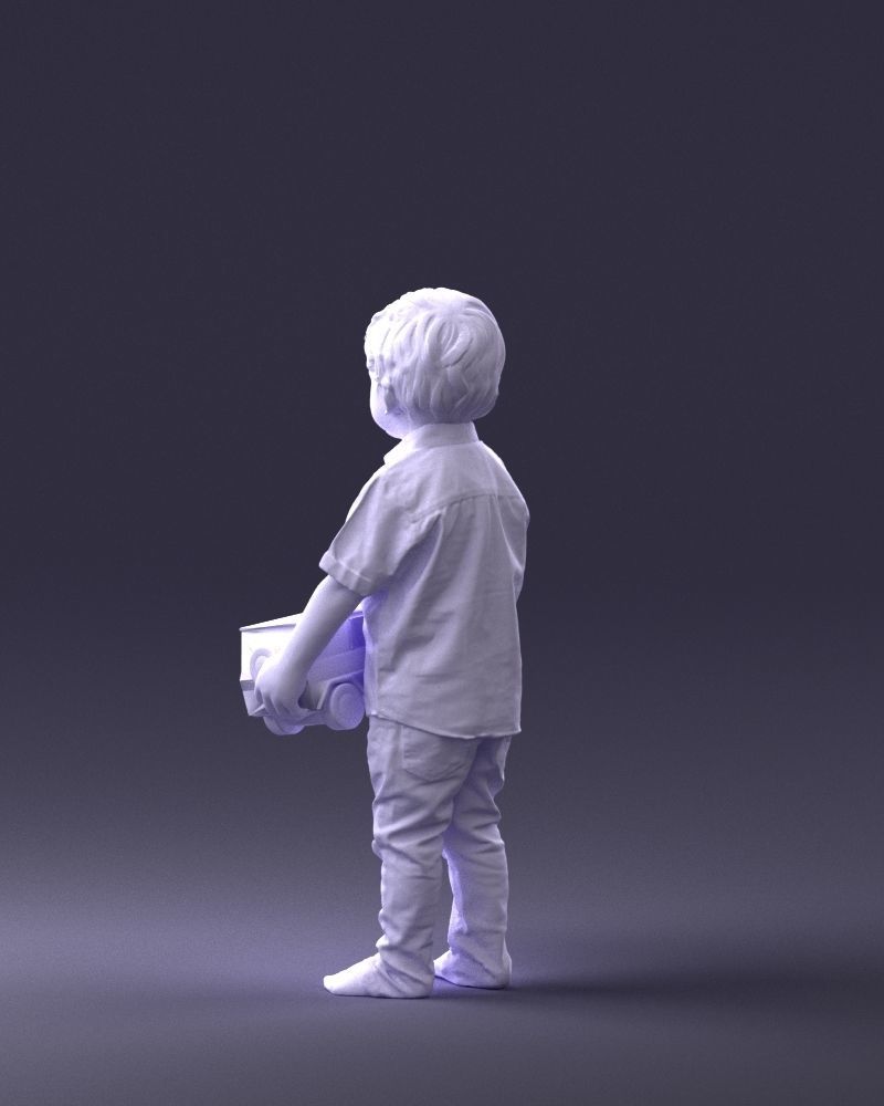 000194 Sad Little Boy Holding Toy Car 1016 3dp 3D print model_22