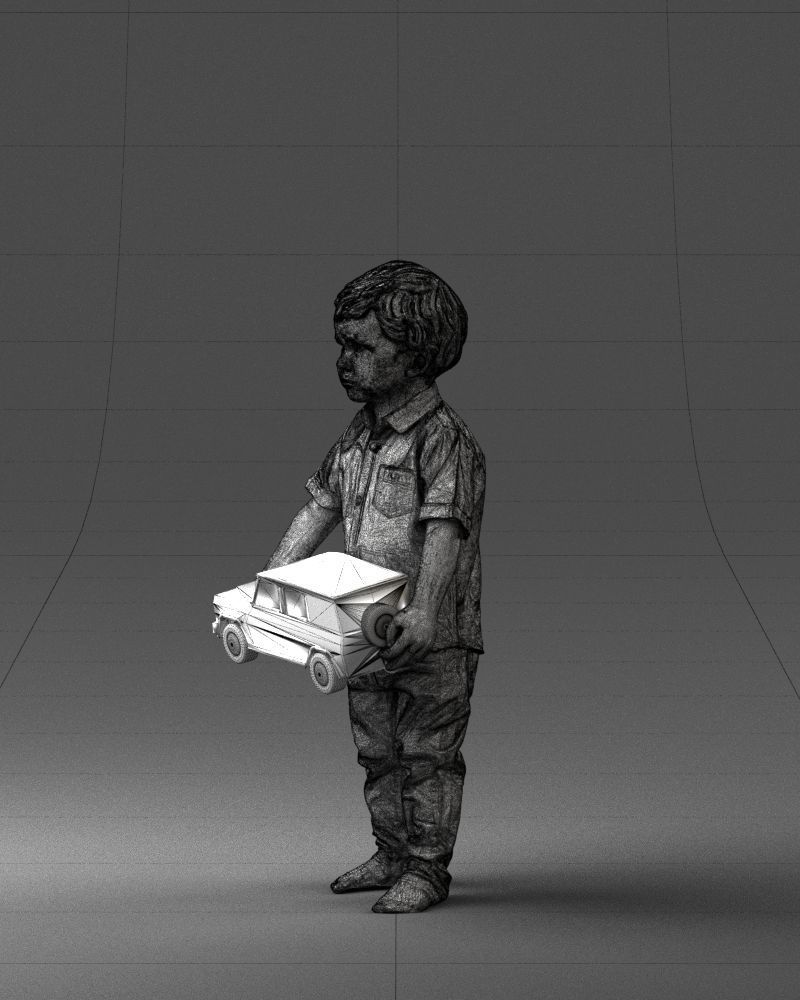 000194 Sad Little Boy Holding Toy Car 1016 3dp 3D print model_29