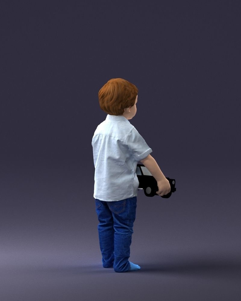 000194 Sad Little Boy Holding Toy Car 1016 3dp 3D print model_15
