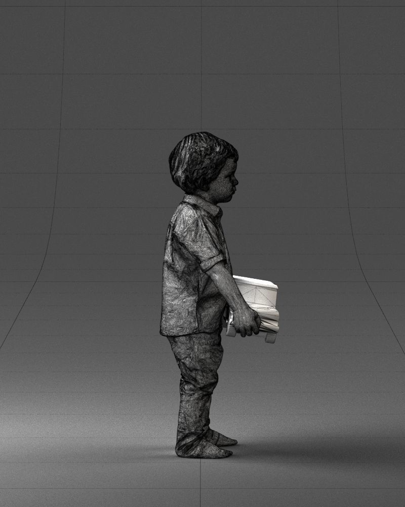000194 Sad Little Boy Holding Toy Car 1016 3dp 3D print model_14