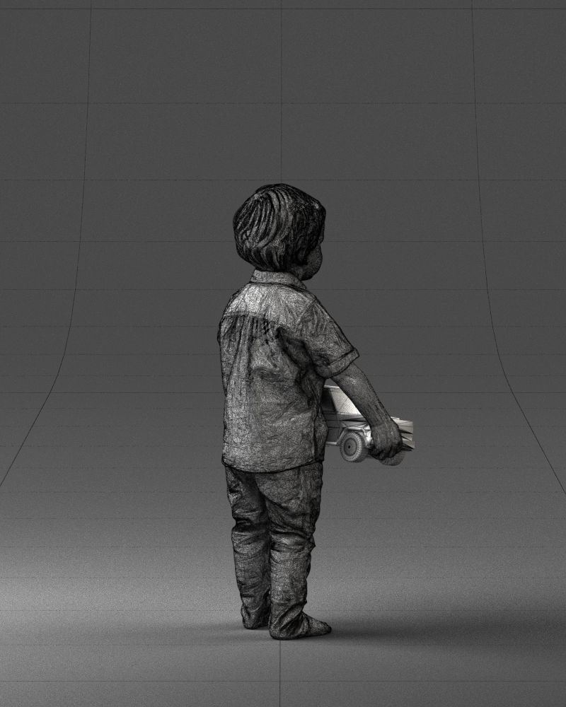 000194 Sad Little Boy Holding Toy Car 1016 3dp 3D print model_17