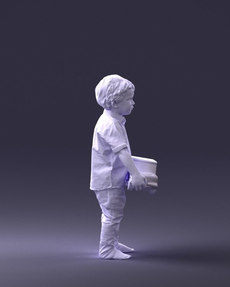 000194 Sad Little Boy Holding Toy Car 1016 3dp 3D print model_13