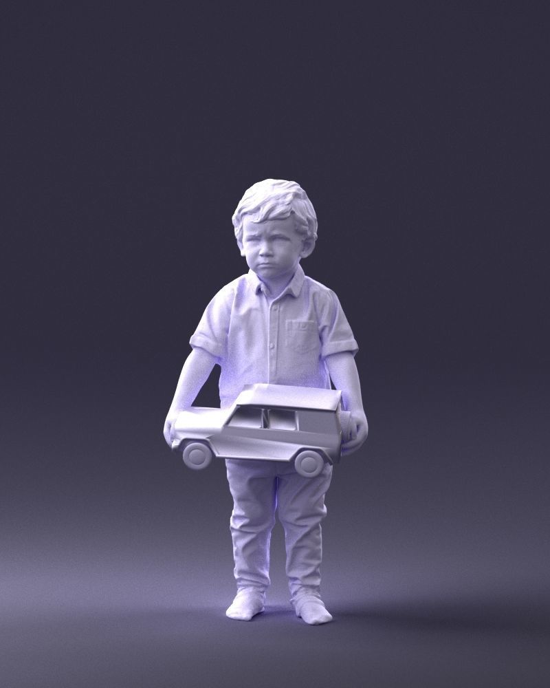 000194 Sad Little Boy Holding Toy Car 1016 3dp 3D print model_34