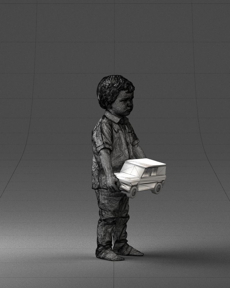 000194 Sad Little Boy Holding Toy Car 1016 3dp 3D print model_11
