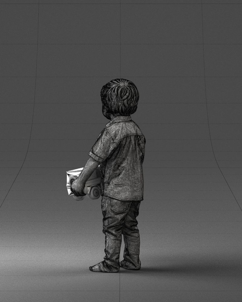000194 Sad Little Boy Holding Toy Car 1016 3dp 3D print model_23