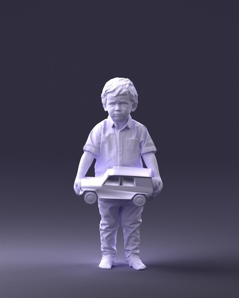 000194 Sad Little Boy Holding Toy Car 1016 3dp 3D print model_37