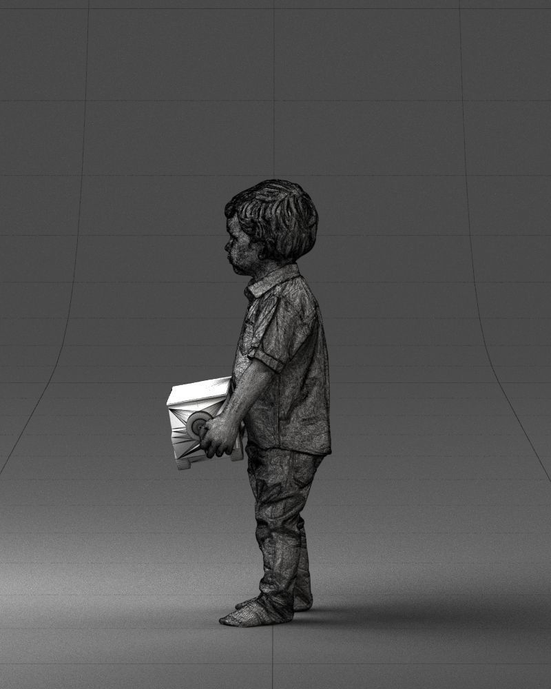 000194 Sad Little Boy Holding Toy Car 1016 3dp 3D print model_26