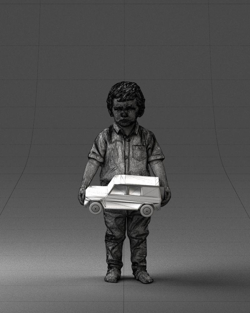 000194 Sad Little Boy Holding Toy Car 1016 3dp 3D print model_38