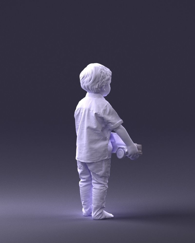 000194 Sad Little Boy Holding Toy Car 1016 3dp 3D print model_16