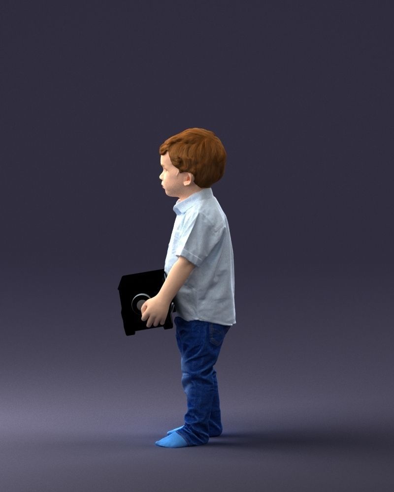 000194 Sad Little Boy Holding Toy Car 1016 3dp 3D print model_24