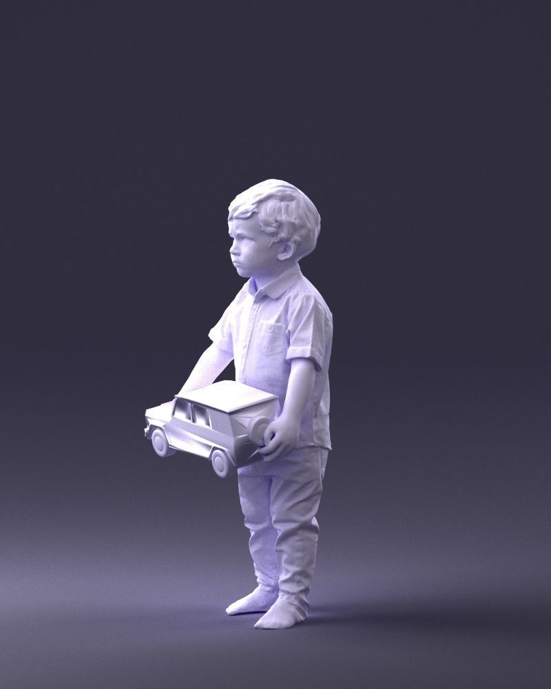 000194 Sad Little Boy Holding Toy Car 1016 3dp 3D print model_28