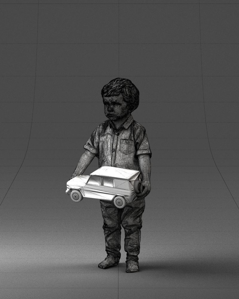 000194 Sad Little Boy Holding Toy Car 1016 3dp 3D print model_32