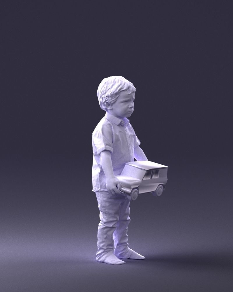 000194 Sad Little Boy Holding Toy Car 1016 3dp 3D print model_10