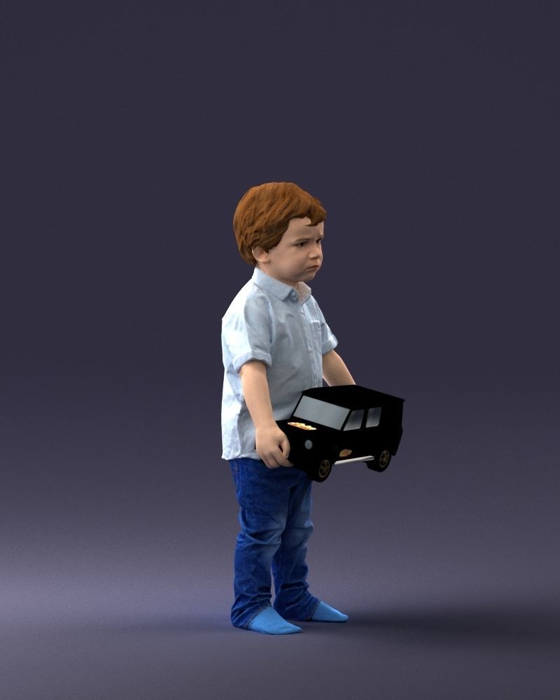 000194 Sad Little Boy Holding Toy Car 1016 3dp 3D print model_9
