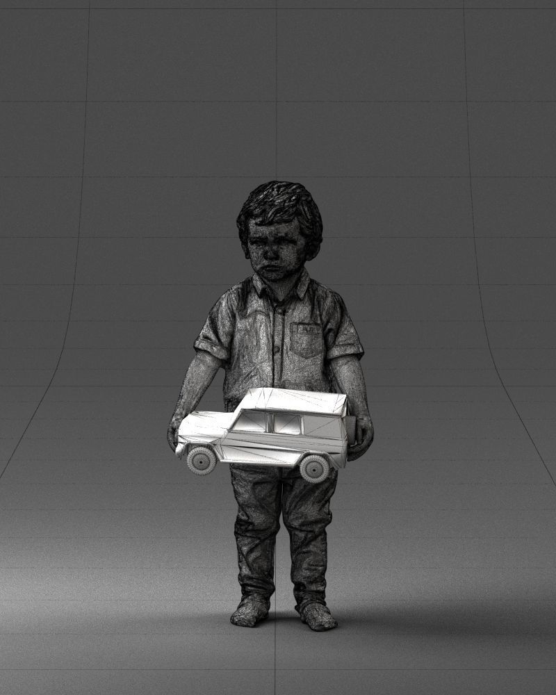 000194 Sad Little Boy Holding Toy Car 1016 3dp 3D print model_35
