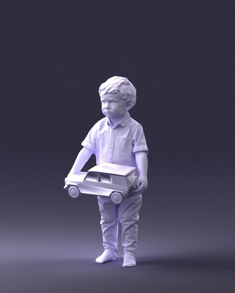 000194 Sad Little Boy Holding Toy Car 1016 3dp 3D print model_31