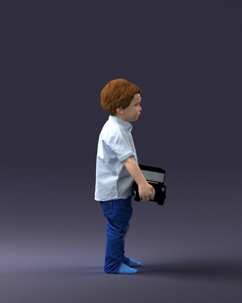 000194 Sad Little Boy Holding Toy Car 1016 3dp 3D print model_12