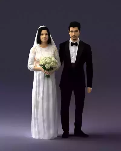 Bride and groom brunettes 0481 3D model