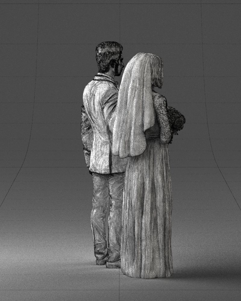 Bride and groom brunettes 0481 3D Print Ready 3D print model_26
