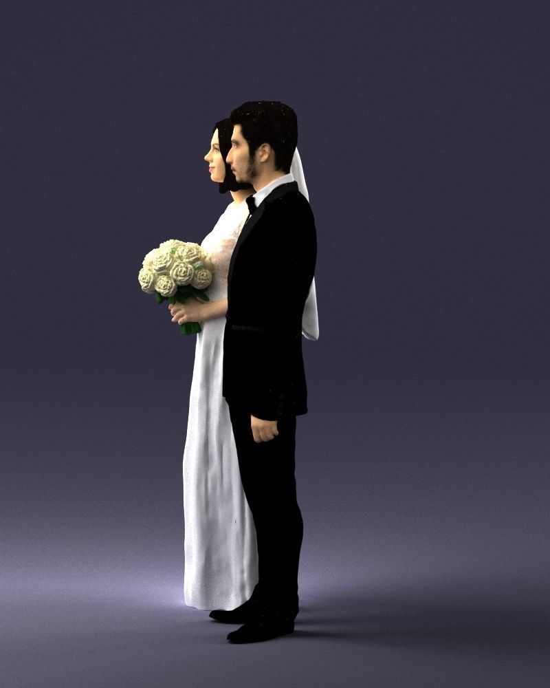 Bride and groom brunettes 0481 3D Print Ready 3D print model_9