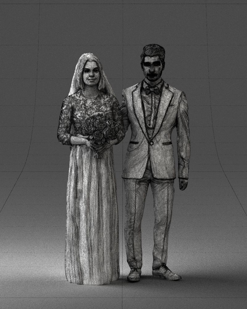 Bride and groom brunettes 0481 3D Print Ready 3D print model_2