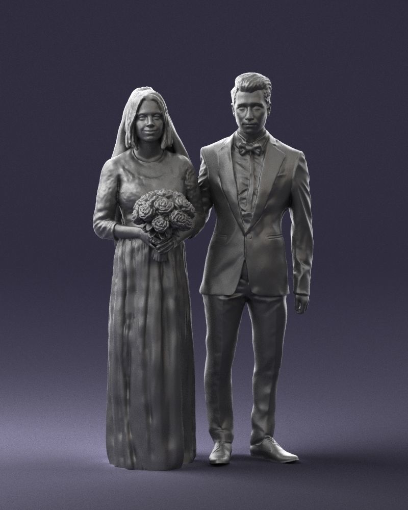 Bride and groom brunettes 0481 3D Print Ready 3D print model_37