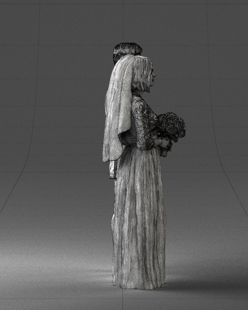 Bride and groom brunettes 0481 3D Print Ready 3D print model_29