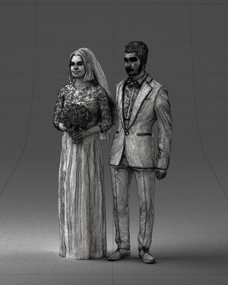 Bride and groom brunettes 0481 3D Print Ready 3D print model_5