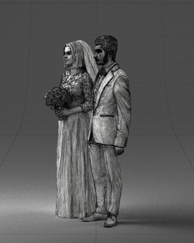 Bride and groom brunettes 0481 3D Print Ready 3D print model_8