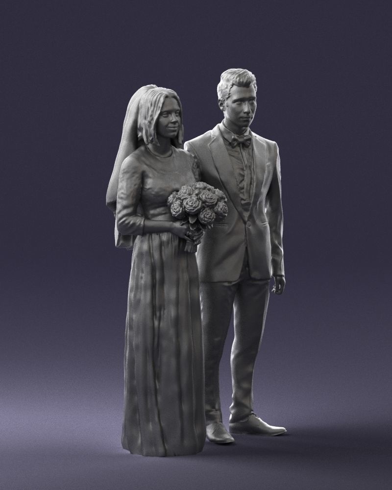 Bride and groom brunettes 0481 3D Print Ready 3D print model_34