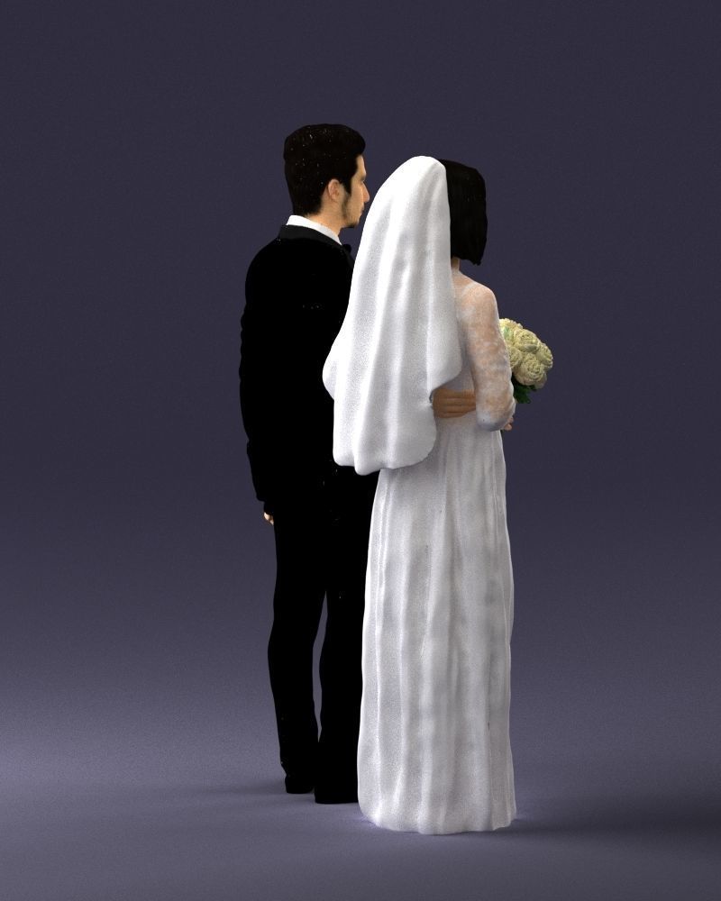 Bride and groom brunettes 0481 3D Print Ready 3D print model_24